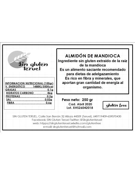 Harina de Almidón de mandioca