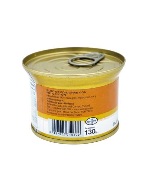 Blok foie gras met stukjes perzik