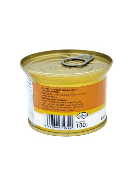 Blok foie gras met stukjes perzik