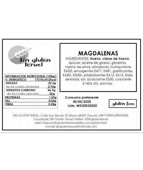 Magdalenas sin gluten