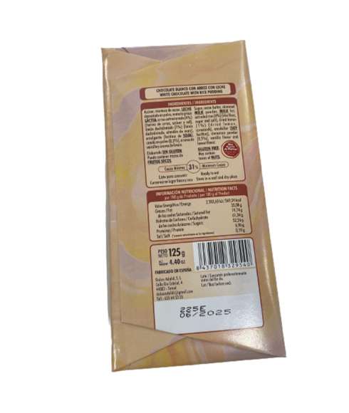 Ambachtelijke witte chocolade met rijstpudding