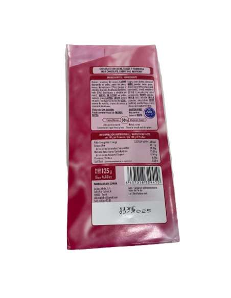 Chocolat Artisan au Lait, Cerise et Framboise