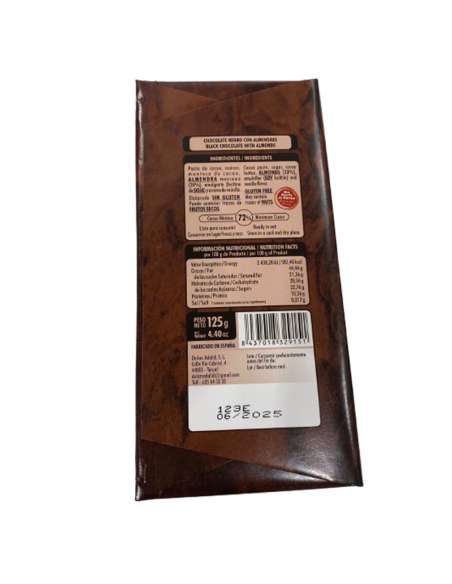 Chocolat noir artisanal 72% aux amandes
