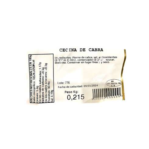 Cecina de cabra loncheada