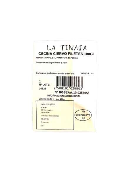 Cecina loncheada de ciervo