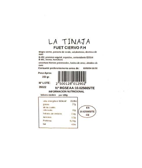 Fuet de ciervo finas hierbas