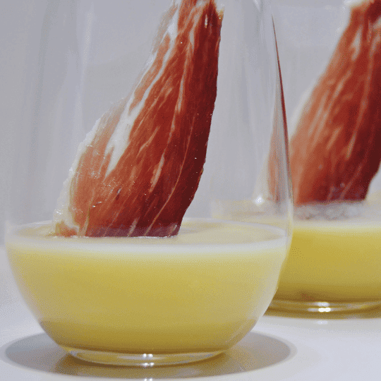 melon soup with ham